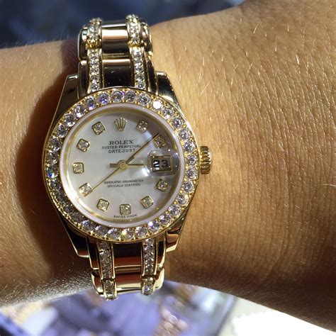 womens rolex diamond watch|Rolex female with diamonds.